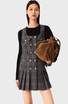 Женский темно-серый сарафан в клетку Серый 40 MAJE MFPRO04361_Grey