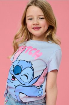 Бавовняна футболка з принтом Lilo & Stitch - блакитний
