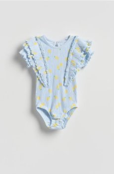 Reserved - Візерунчасте боді з оборками - блідо-блакитний - 092HU-05X