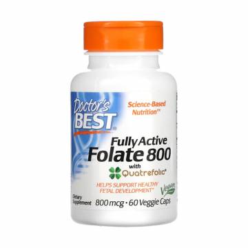 Полностью активный фолат Doctors Best Fully Active Folate 800 мкг, 60 веганских капсул Полностью активный фолат Doctors Best Fully Active Folate 800 мкг, 60 веганских капсул