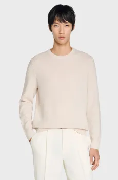 Мужской белый шерстяной джемпер Белый XL Sandro SHPTR00799_Ecru