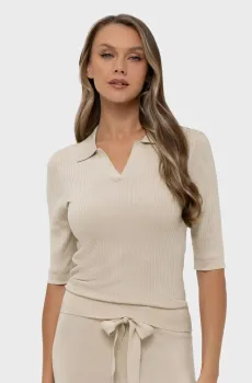 Женское бежевое поло Бежевый 40 MARC&ANDRE S25-00SV0108