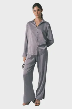 Женская серая пижама с узором (рубашка, брюки) Серый XL womensecret 3593013