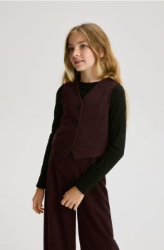 Reserved - Трикотажний жилет з віскози - буряковий - 353DB-83X