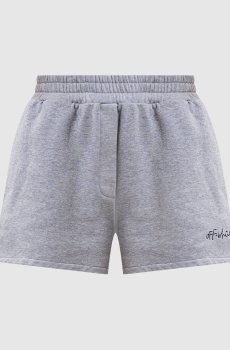 Серые меланжевые шорты с принтом логотипа