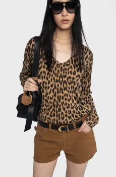 Женский бежевый кашемировый пуловер с узором Rivy Бежевый S ZADIG&VOLTAIRE KWSW02839_DAIM