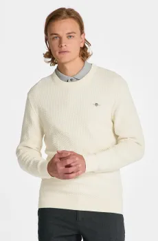 Мужской жемчужный джемпер COTTON TEXTURE Жемчужный M Gant 8030171