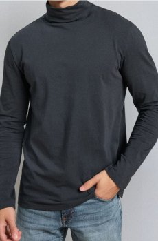 Хлопковая водолазка basic - steel blue