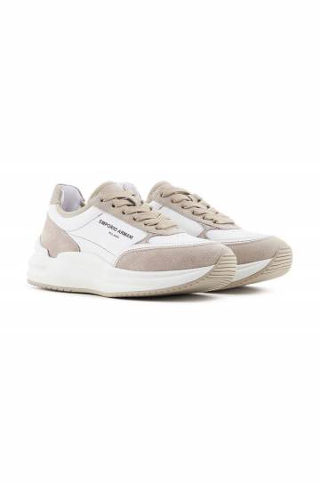 Кожаные кроссовки Emporio Armani цвет белый X3X216 XR122 C680 Кожаные кроссовки Emporio Armani цвет белый X3X216 XR122 C680
