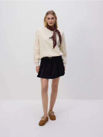 Reserved - Плісировані спідниця-шорти з паском - чорний - 321FT-99X