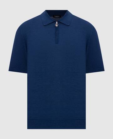 Синее поло из шелка с эмблемой