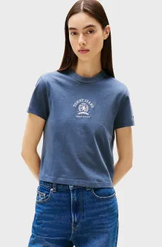 Женская темно-синяя футболка TJW REG SH VARSITY CREST Синий XS Tommy Jeans DW0DW20317