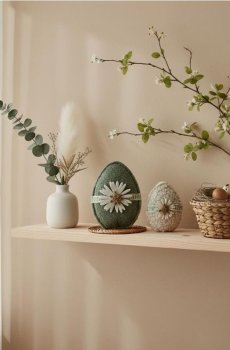 Набір великодніх декорацій у формі яйця з квіткою 2 шт. - різнобарвний