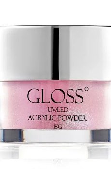 Акриловая пудра для ногтей Gloss UV/LED Acrylic Powder 017 Розовый с золотистым блеском, 15 г
