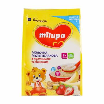 Детская молочная мультизлаковая каша Milupa с клубникой и бананом, от 7 месяцев, 210 г Детская молочная мультизлаковая каша Milupa с клубникой и бананом, от 7 месяцев, 210 г