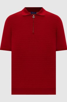 Красное поло с шерсти, кашемира и шелка в узор