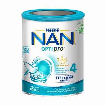 Смесь молочная сухая NAN 4 OPTIPRO с 5 олигосахаридами и L. Reuteri для детей от 18 месяцев, 800 г Смесь молочная сухая NAN 4 OPTIPRO с 5 олигосахаридами и L. Reuteri для детей от 18 месяцев, 800 г