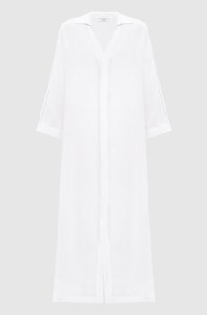Белое платье-рубашка из льна