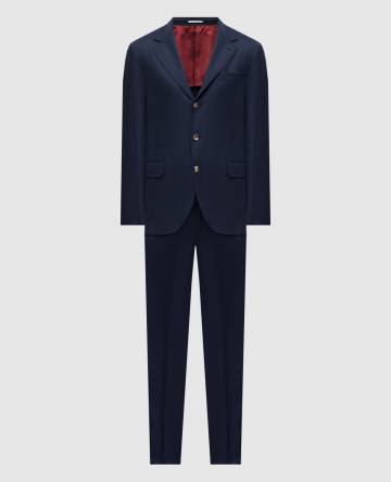 Синий костюм из шерсти