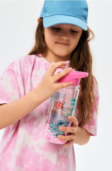 Пляшка для води з ручкою та соломинкою Lilo & Stitch - різнобарвний