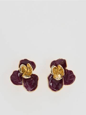 Reserved - Сережки з квітковим мотивом - темно-фіолетовий - 442FD-49X