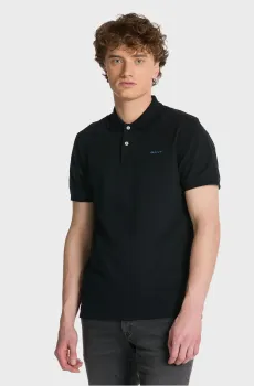 Мужское черное поло REG CONTRAST PIQUE SS RUGGER Черный XXL Gant 2062026