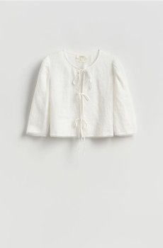 Reserved - Лляна блуза - білий - 860IR-00X