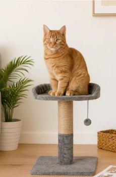 Когтеточка для кота з лежаком - сірий