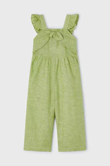 Детский льняной комбинезон Mayoral цвет зелёный