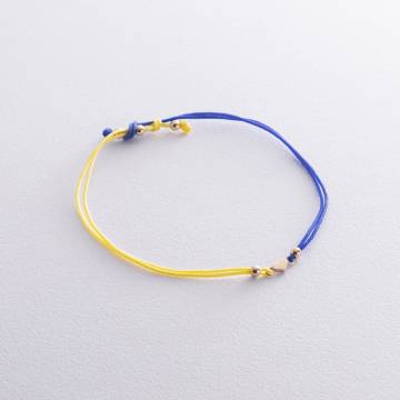 Браслет "Украинское сердце" в желтом золоте (синяя и желтая нить) б05323 Браслет "Украинское сердце" в желтом золоте (синяя и желтая нить) б05323
