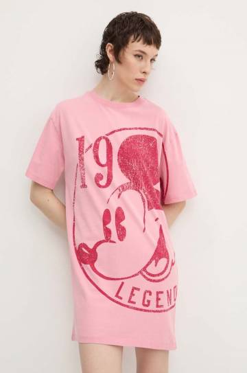 Хлопковое платье Desigual 19-MICKEY x Disney цвет розовый mini oversize 24WWVK79 Хлопковое платье Desigual 19-MICKEY x Disney цвет розовый mini oversize 24WWVK79