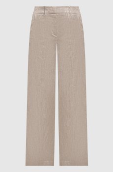 Бежевые брюки с леном с люрексом