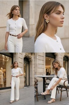 Рельєфний кардиган на ґудзиках - білий