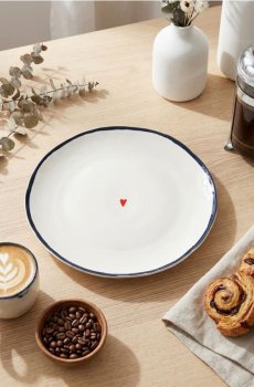 Керамічна тарілка з принтом - білий