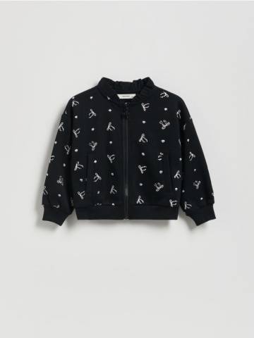 Reserved - Світшот-бомбер з аплікацією - чорний - 335FA-99X Reserved - Світшот-бомбер з аплікацією - чорний - 335FA-99X