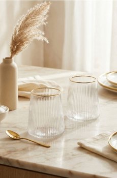 Набір рифлених склянок із золотою обвідкою 2 pack - золотий