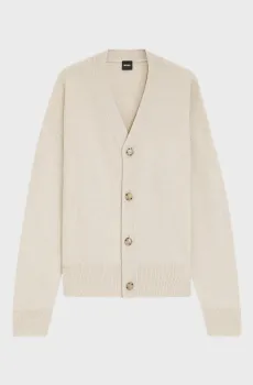 Мужской белый шерстяной кардиган Белый M BOSS 50555120;130