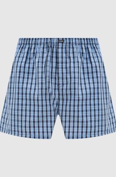 Синие шорты в пижамном стиле в клетку