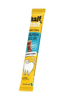 Лакомство для кошек Half&Half в форме мясных палочек, с лососем, 5 г
