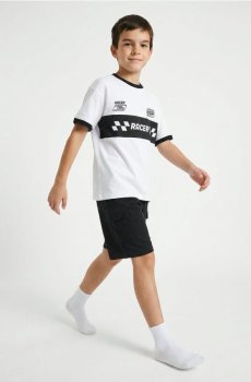 Бавовняна футболка з принтом - білий