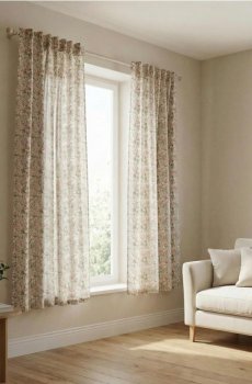 Набір штор на тасьмі з квітковим мотивом 2 pack - різнобарвний