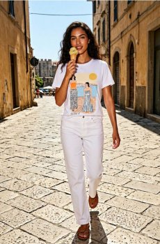 Футболка з принтом - білий