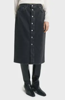 Женская черная джинсовая юбка MIDI BUTTON FRONT Черный 34 Gant 4400205
