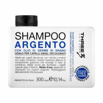 Шампунь Faipa Roma Three Hair Care Silver Shampoo для седых и обесцвеченных волос, с маслом зародышей пшеницы, 300 мл Шампунь Faipa Roma Three Hair Care Silver Shampoo для седых и обесцвеченных волос, с маслом зародышей пшеницы, 300 мл