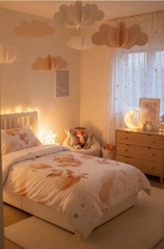 Комплект бавовняної постільної білизни із зображенням тварин - білий