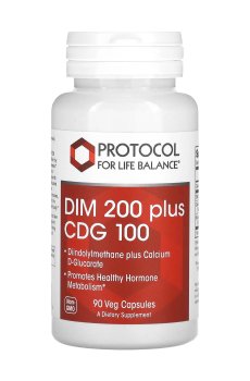 Дииндолилметан плюс D-глюкарат кальция Protocol For Life Balance DIM 200 Plus CDG 100, 90 вегетарианских капсул