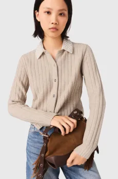 Женский бежевый шерстяной кардиган Бежевый 38 MAJE MFPCA00674_Beige