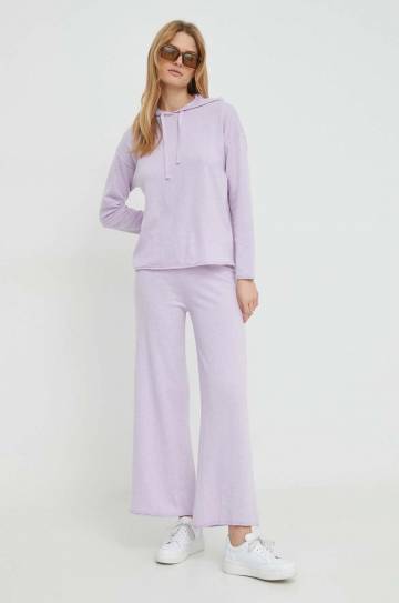 Штаны с примесью шерсти United Colors of Benetton цвет фиолетовый однотонные Штаны с примесью шерсти United Colors of Benetton цвет фиолетовый однотонные