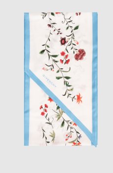 Белый шарф из шелка в цветочный принт