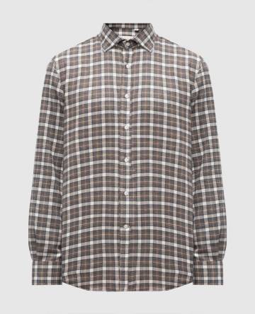 Коричневая рубашка в клетку